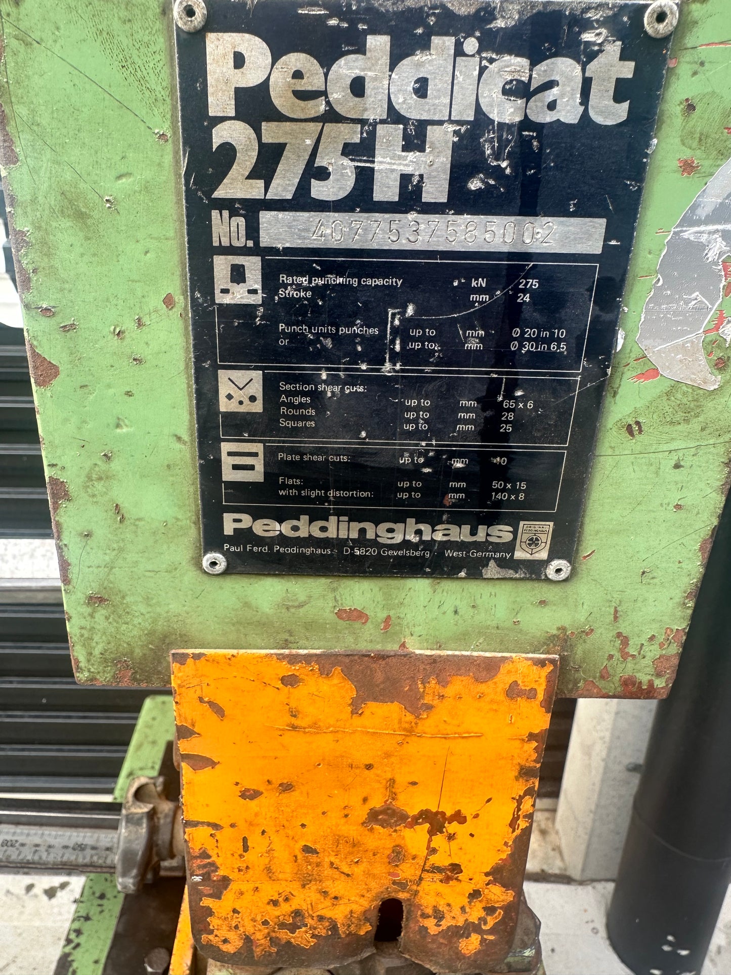 Used Peddicat 275H Punch and Shear